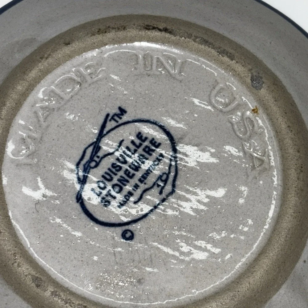 Louisville Stoneware Pig Thank You Plate Small 4.75in Blue Gray‎ Excellent USA